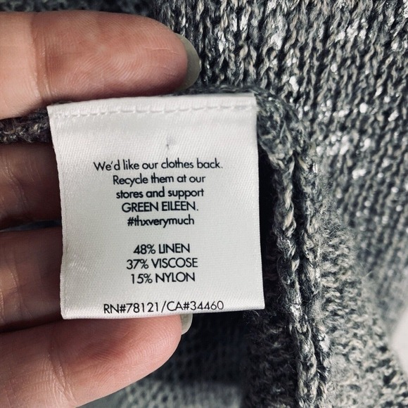 Eileen Fisher Moon Angle Cardigan Womens Size 1X Silver Linen Blend NWT $318 - Picture 9 of 13